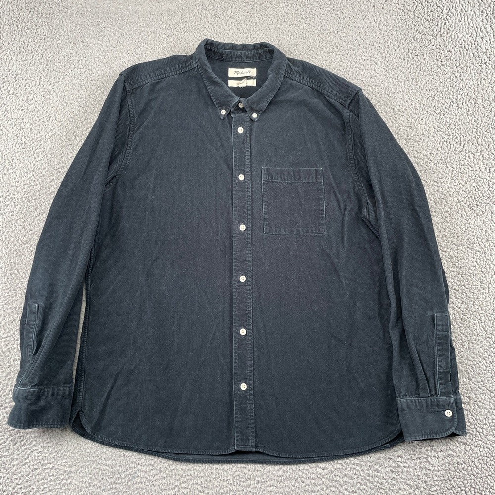 Madewell Shirt Mens XL Blue Perfect Fit Corduroy Button Down Long Sleeve MA926